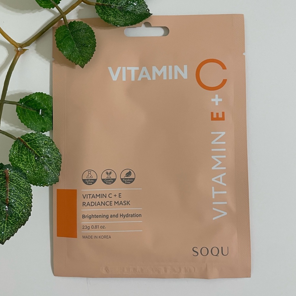 New $5ea OR 5/$18 SOQU Vitamin C+E Nutrition Radiance Sheet Face Mask